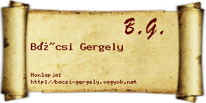 Bácsi Gergely névjegykártya
